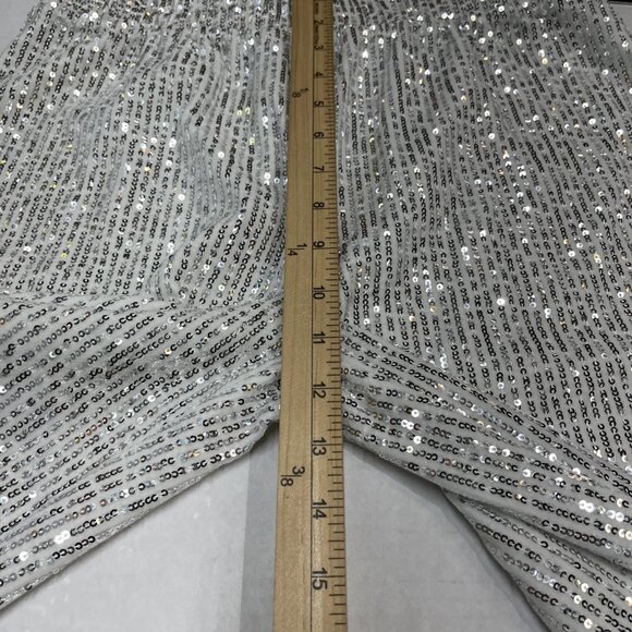 Messini Pants Womens S White Sequin Pull On Elastic Waist Event Party Holiday - Picture 3 of 11